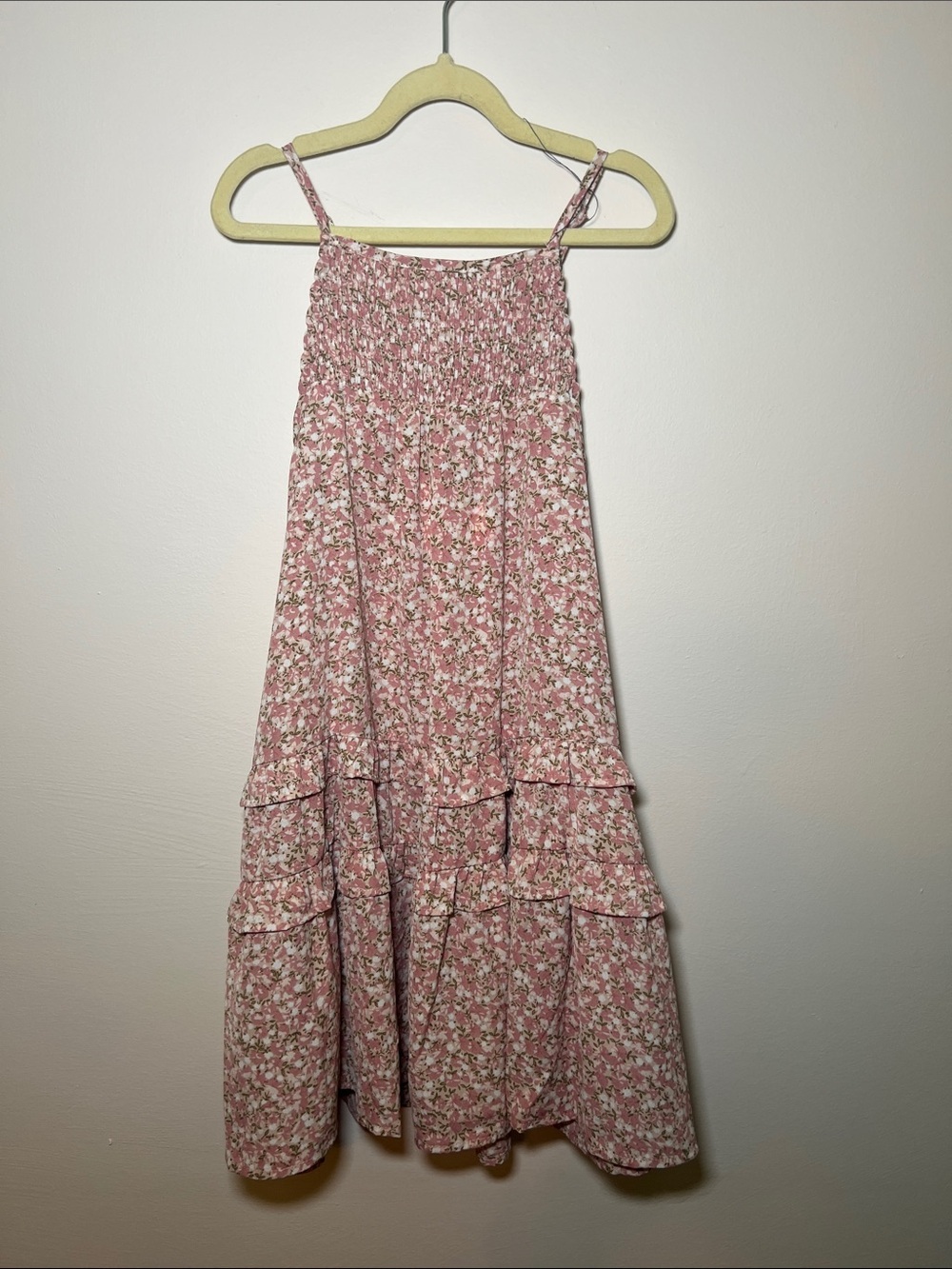 Hayden Girls Pink Floral Tiered Smocked Sundress
